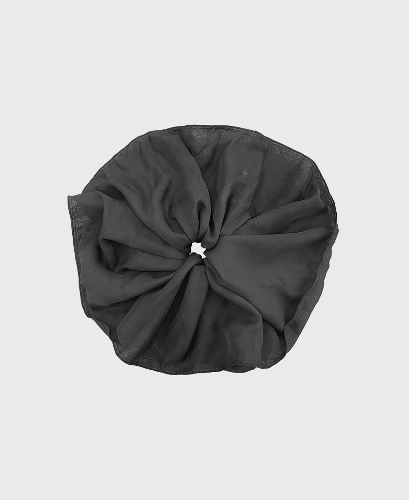 X LARGE SILK SCRUNCHIE - BLACK SHADOW