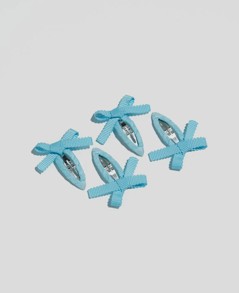 MINI BOW SNAP CLIPS - BABY BLUE