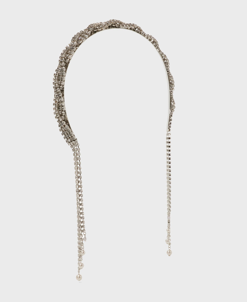 MARGARET FRINGE CRYSTAL HEADBAND - RHODIUM