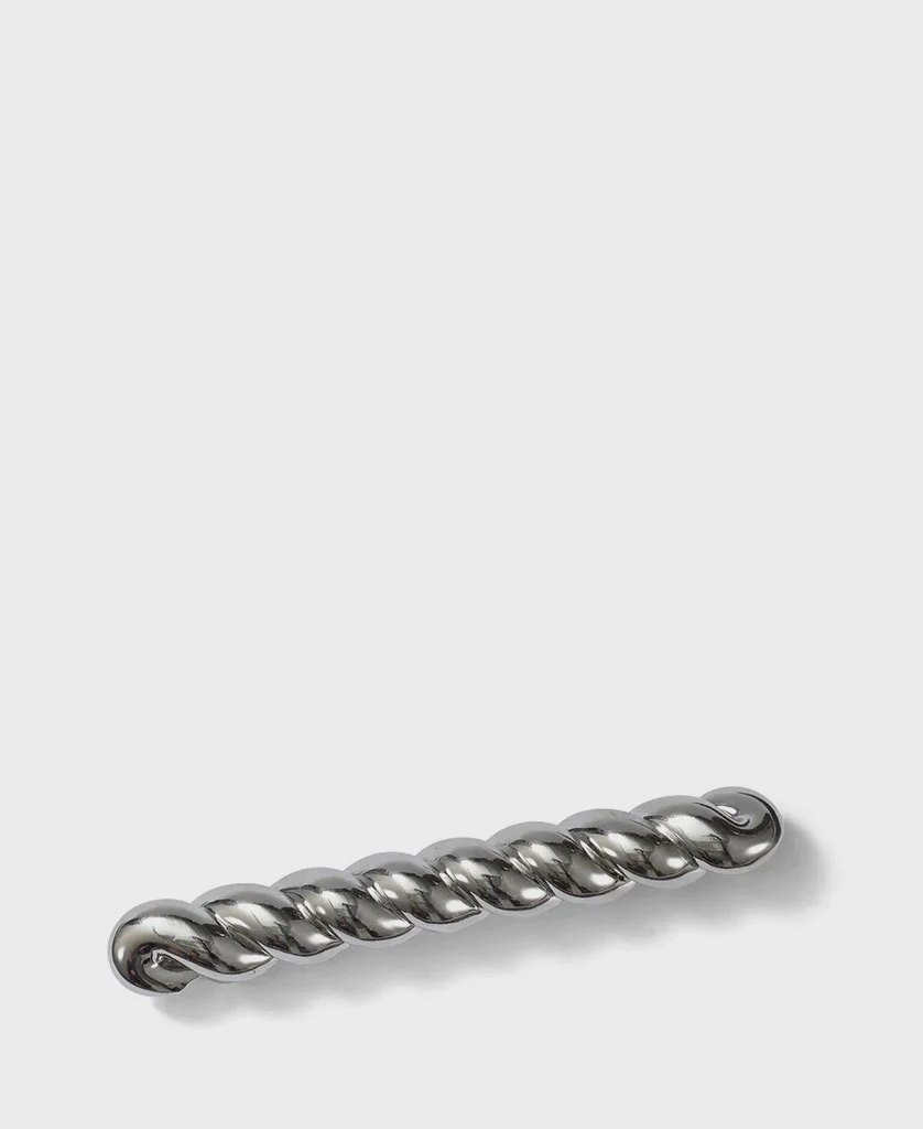 GLOSSY TWIST BARRETTE - RHODIUM