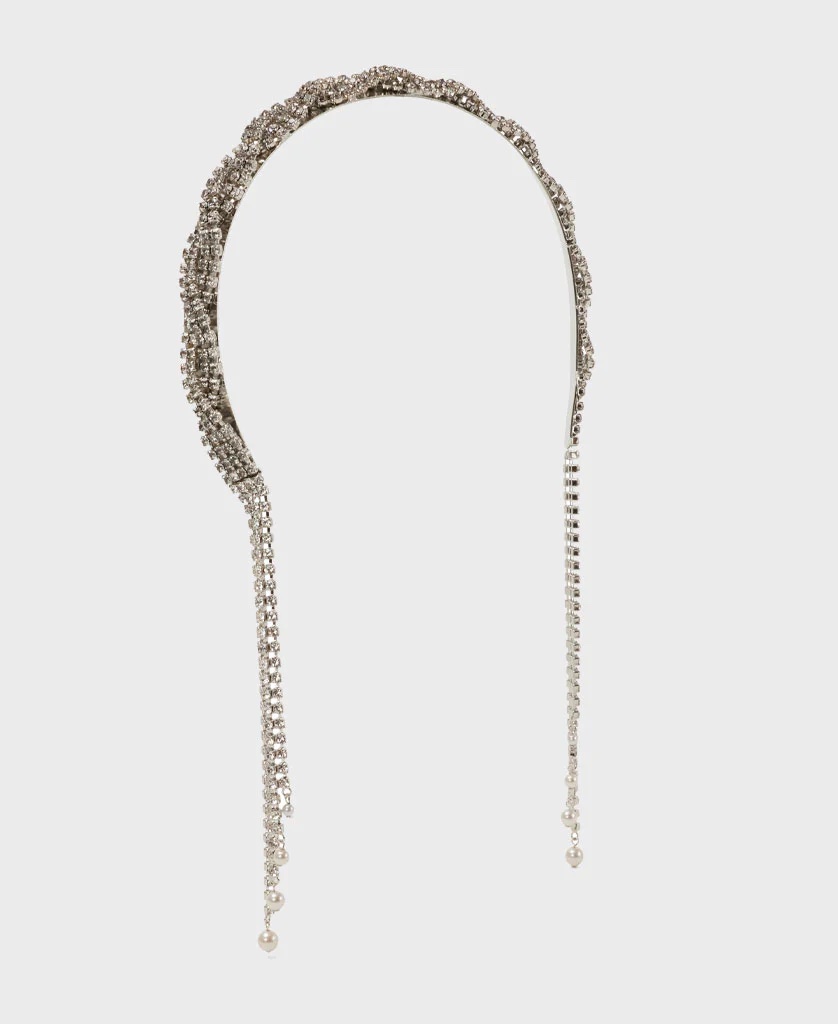 MARGARET FRINGE CRYSTAL HEADBAND - RHODIUM