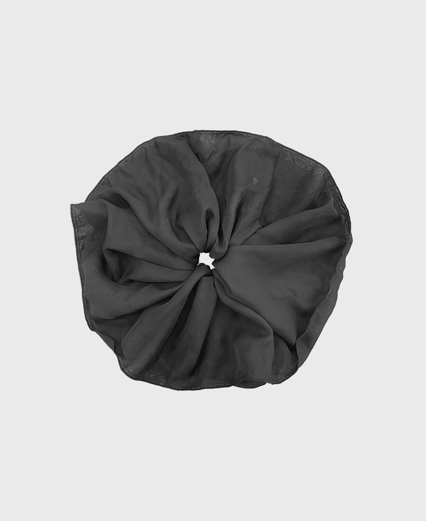 X LARGE SILK SCRUNCHIE - BLACK SHADOW