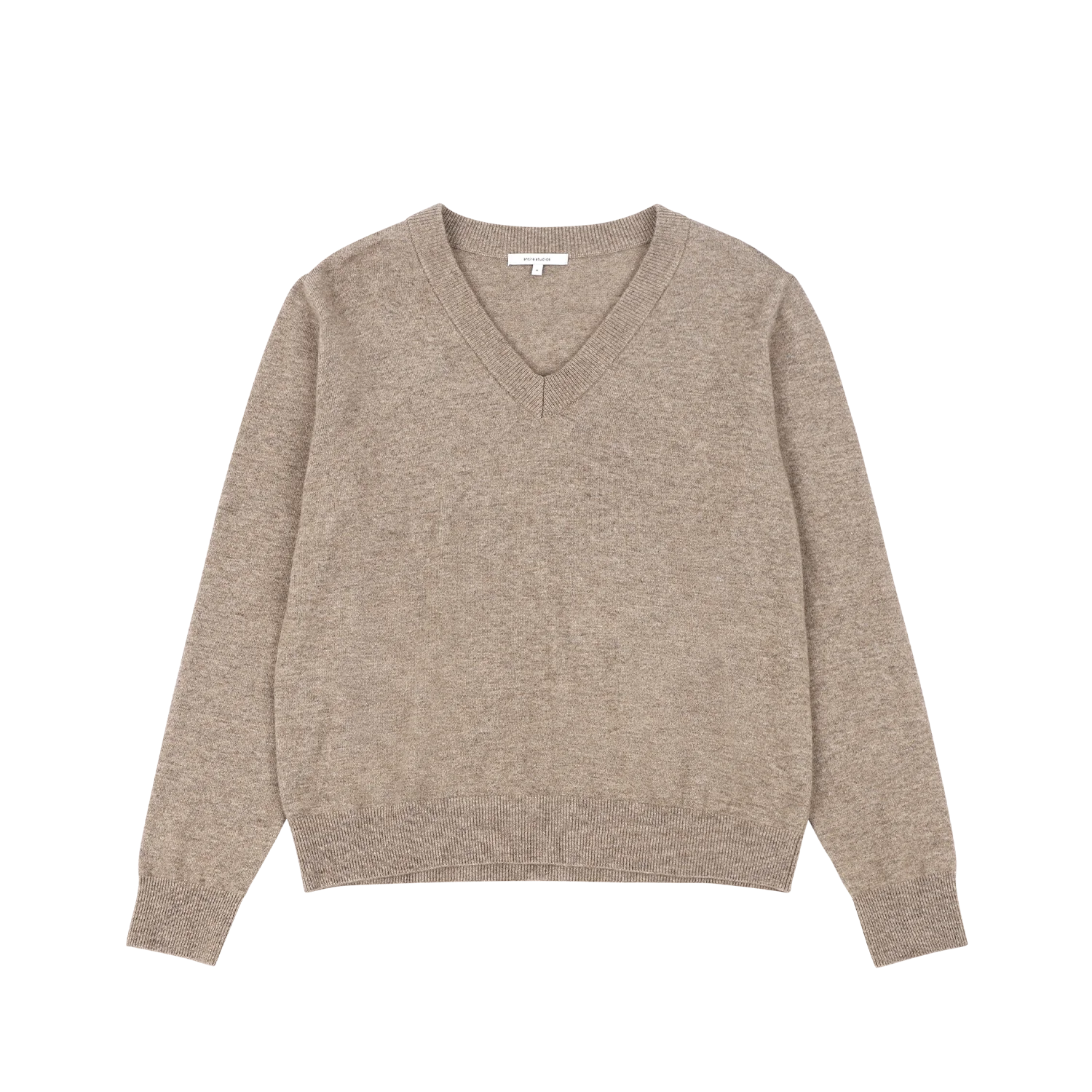 KNIT V NECK CAMEL