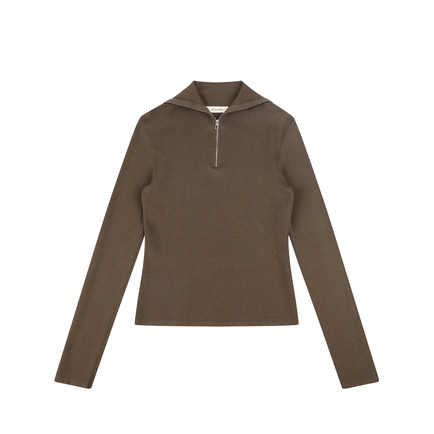 ZIP UP TURTLENECK SLIM BROWN