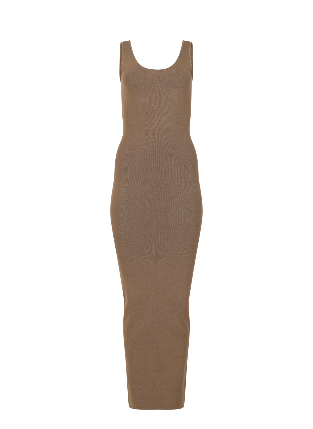 SQUARE NECK KNIT MIDI TAN