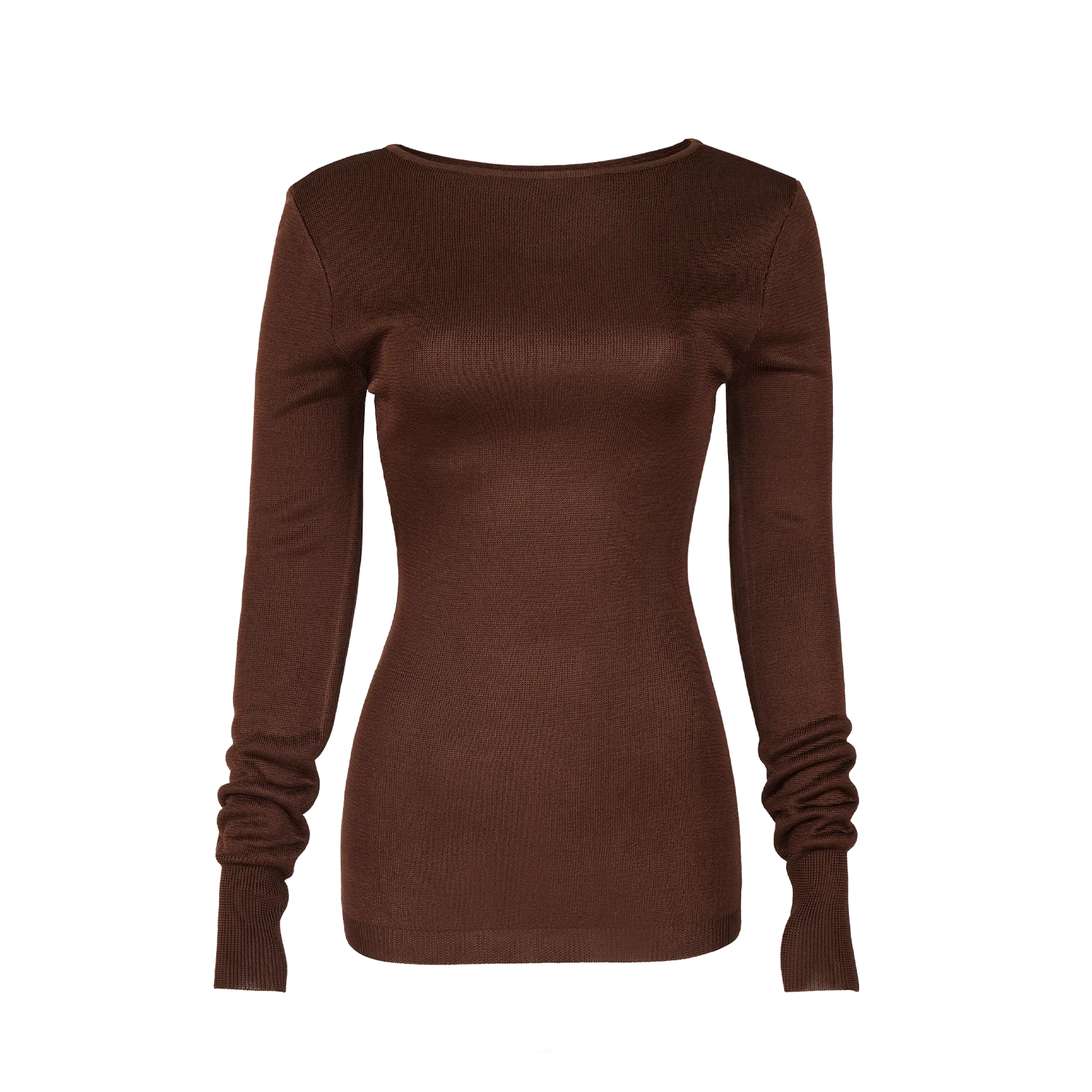 LS BOAT NECK TOP CHOCOLATE