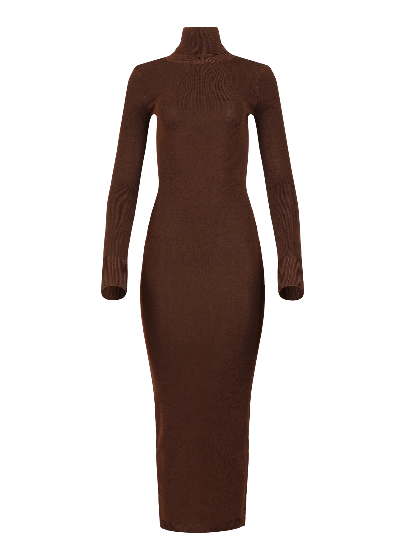 TURTLENECK MIDI DRESS CHOCOLATE