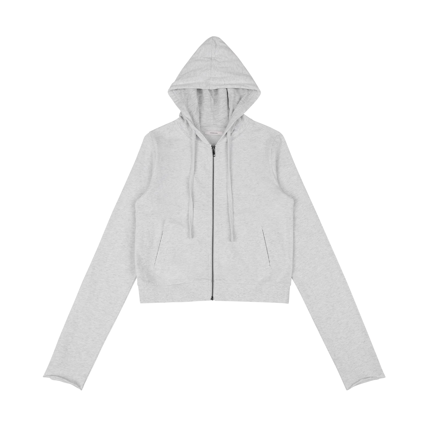 LIGHTWEIGHT CROPPED ZIP UP HEATHER GREY