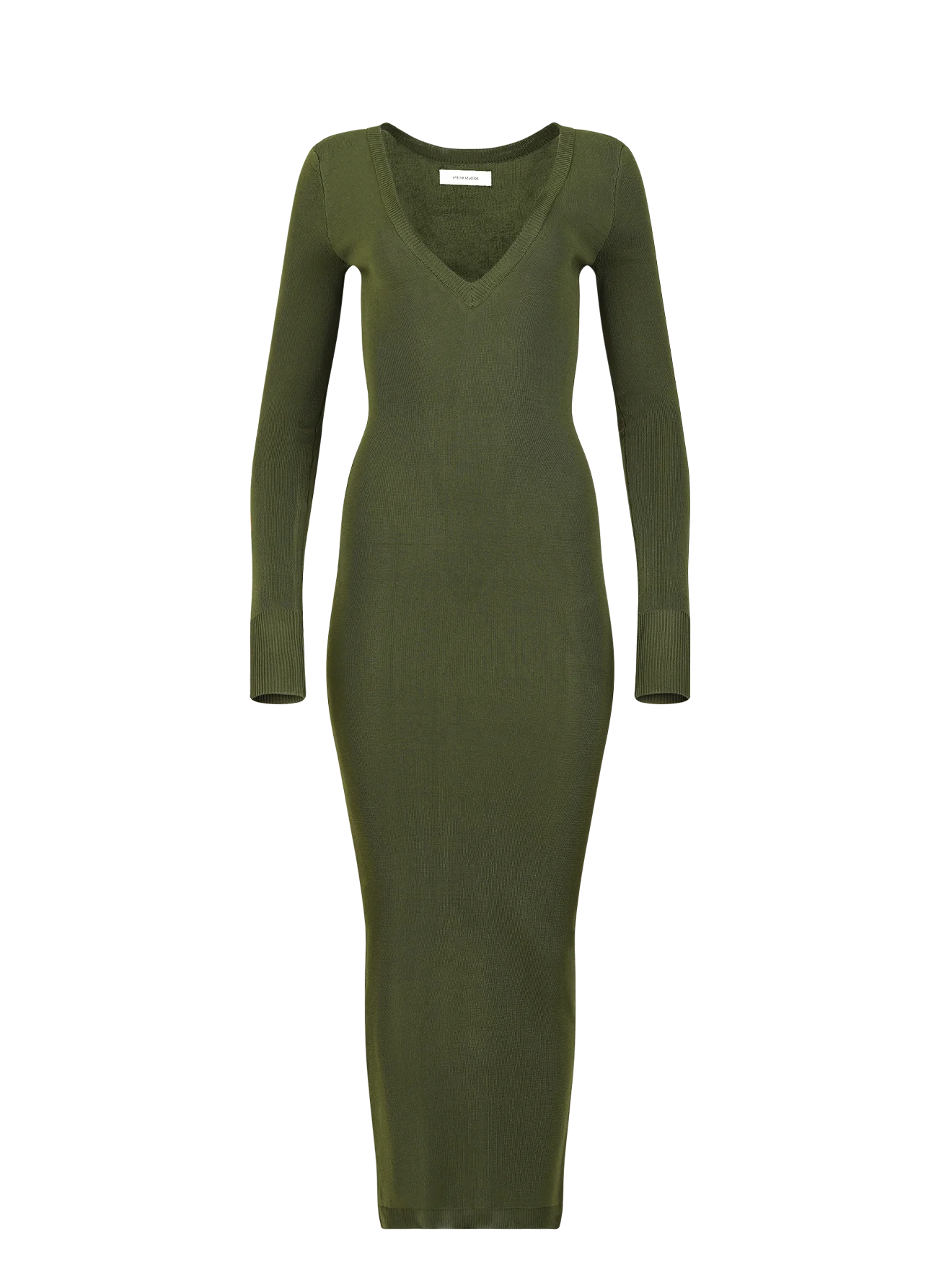 LONG SLEEVE V NECK MIDI MOSS