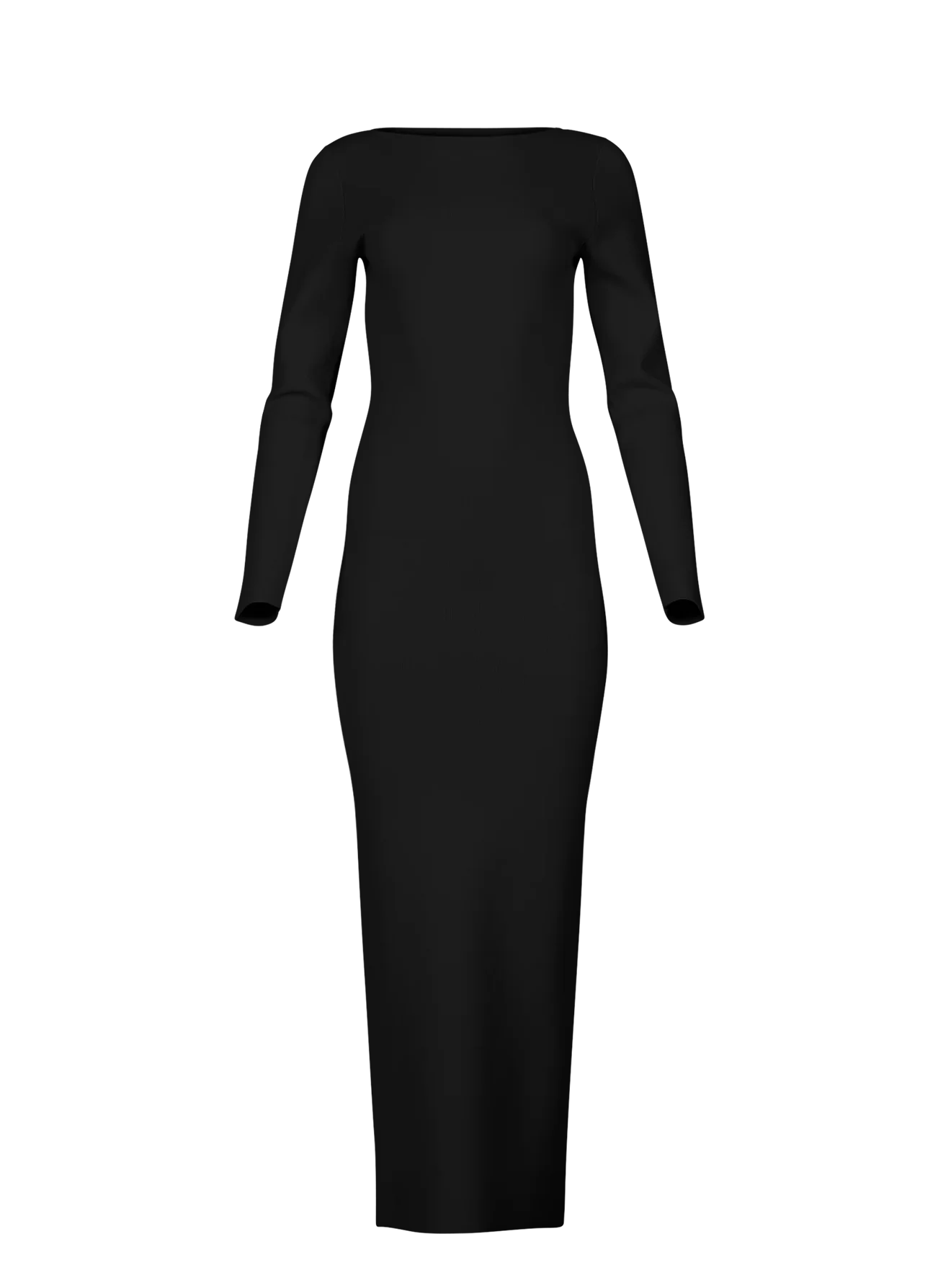 BOAT NECK MIDI DRESS BLACK