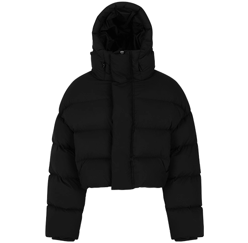 MML HOODED PUFFER - PU BLACK