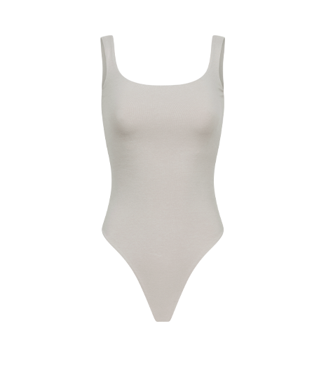 SQUARE NECK BODYSUIT COTTON SPANDEX SILVER CLOUD