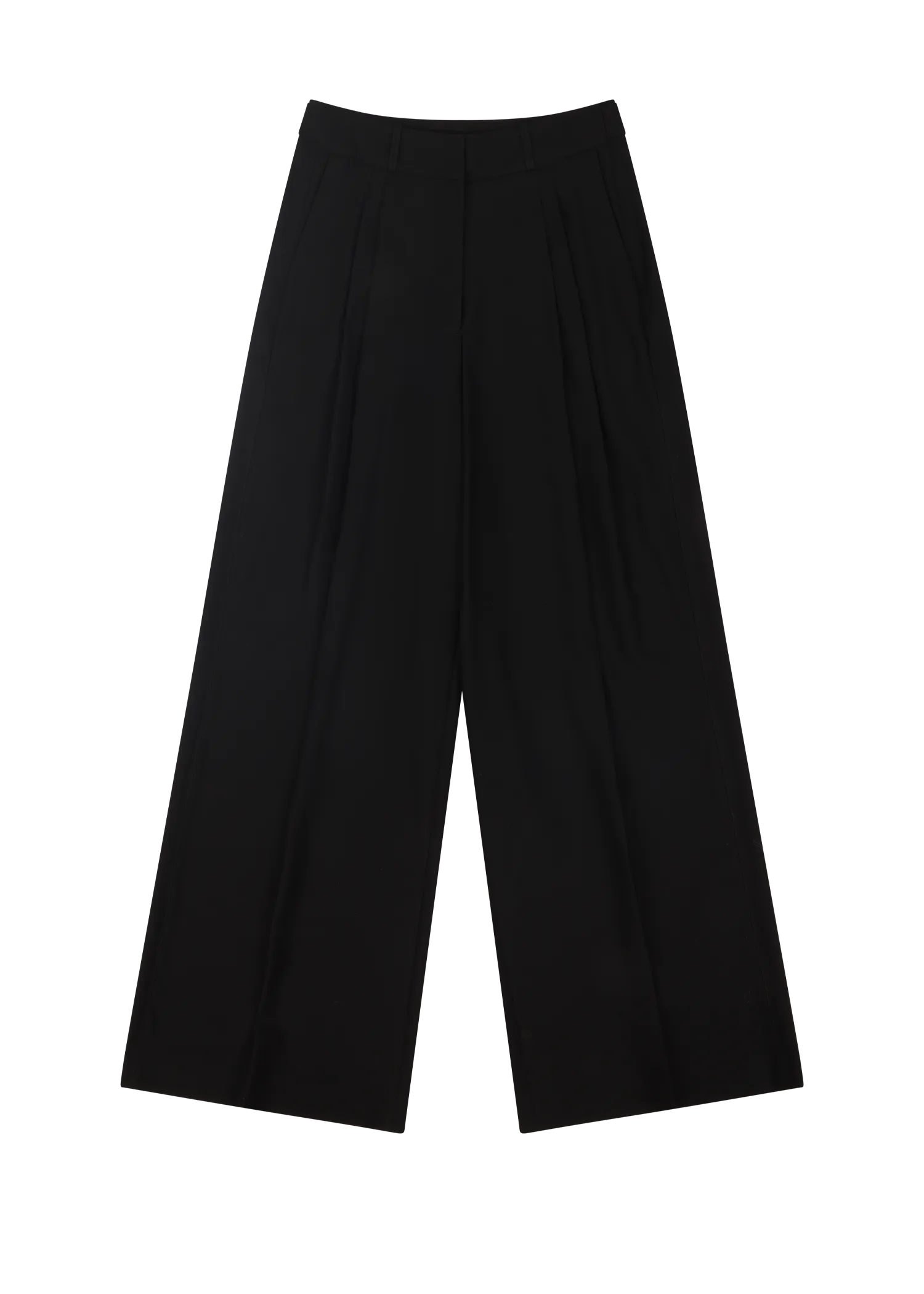 PLEATED WOMENS PANT BLACK WOOL