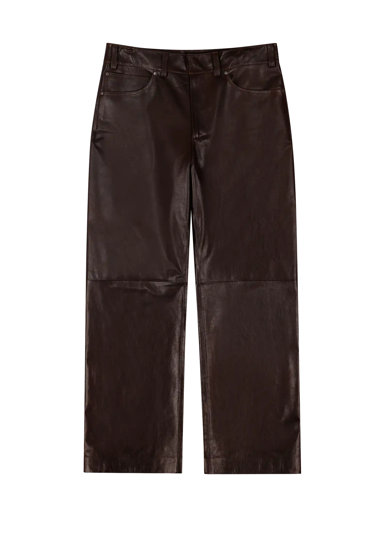 LEATHER STRAIGHT LEG DARK BROWN