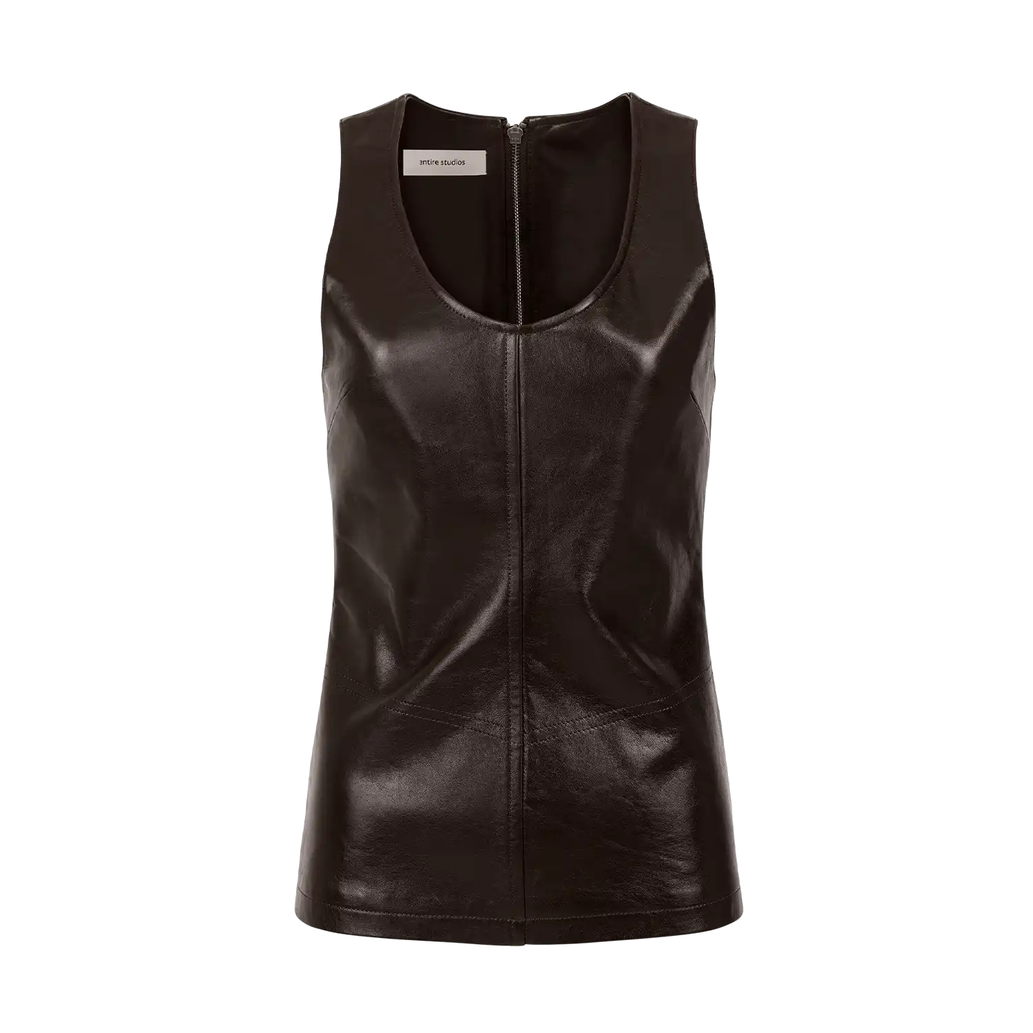 LEATHER TANK DARK BROWN