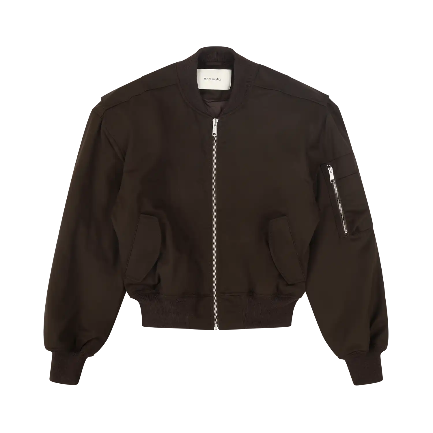 CROPPED BROAD BOMBER SUITING DARK BROWN