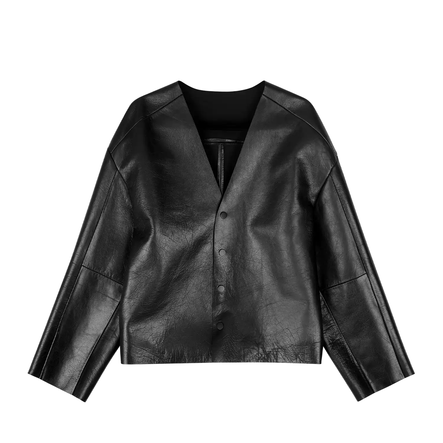 MINIMAL LEATHER JACKET BLACK LEATHER