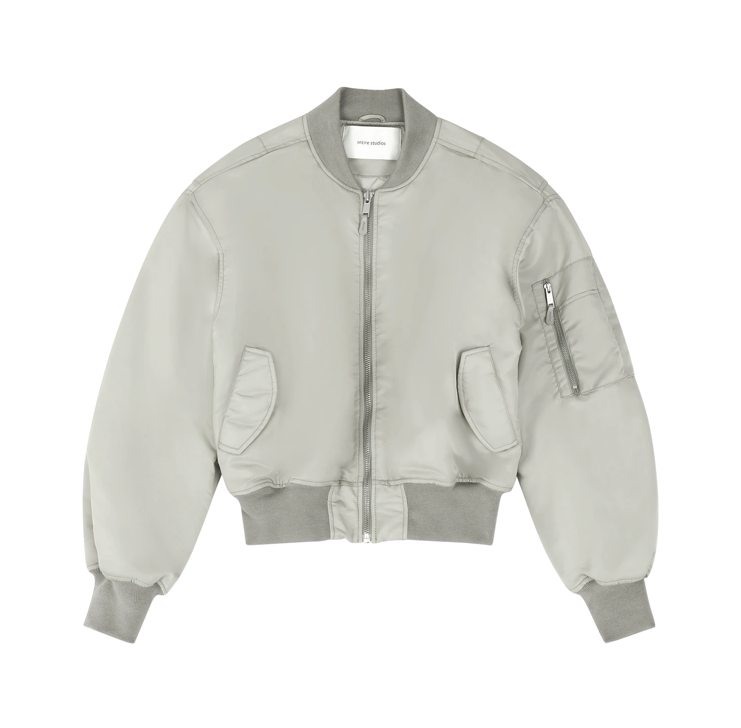 CROPPED BROAD BOMBER GREY