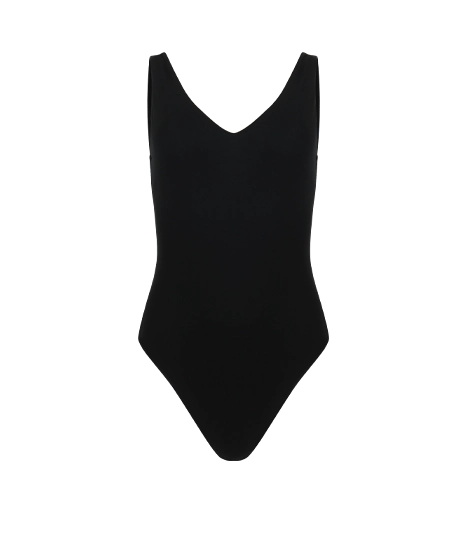 V NECK BODYSUIT BLACK