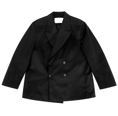 DOUBLE BREASTED BLAZER BLACK SATEEN