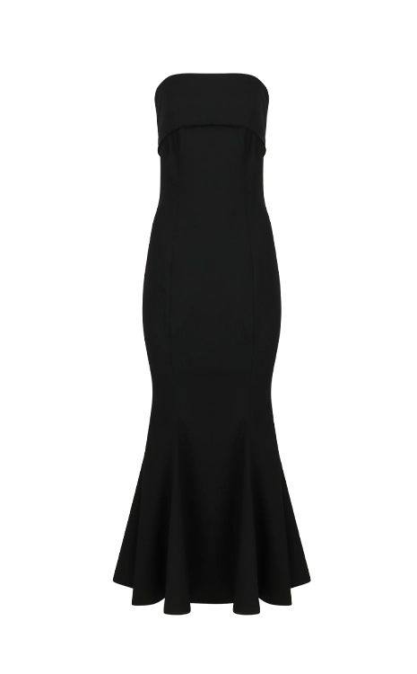 LAP FLARED DRESS BLACK WOOL
