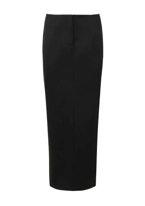 SCRIPT SKIRT BLACK SATEEN