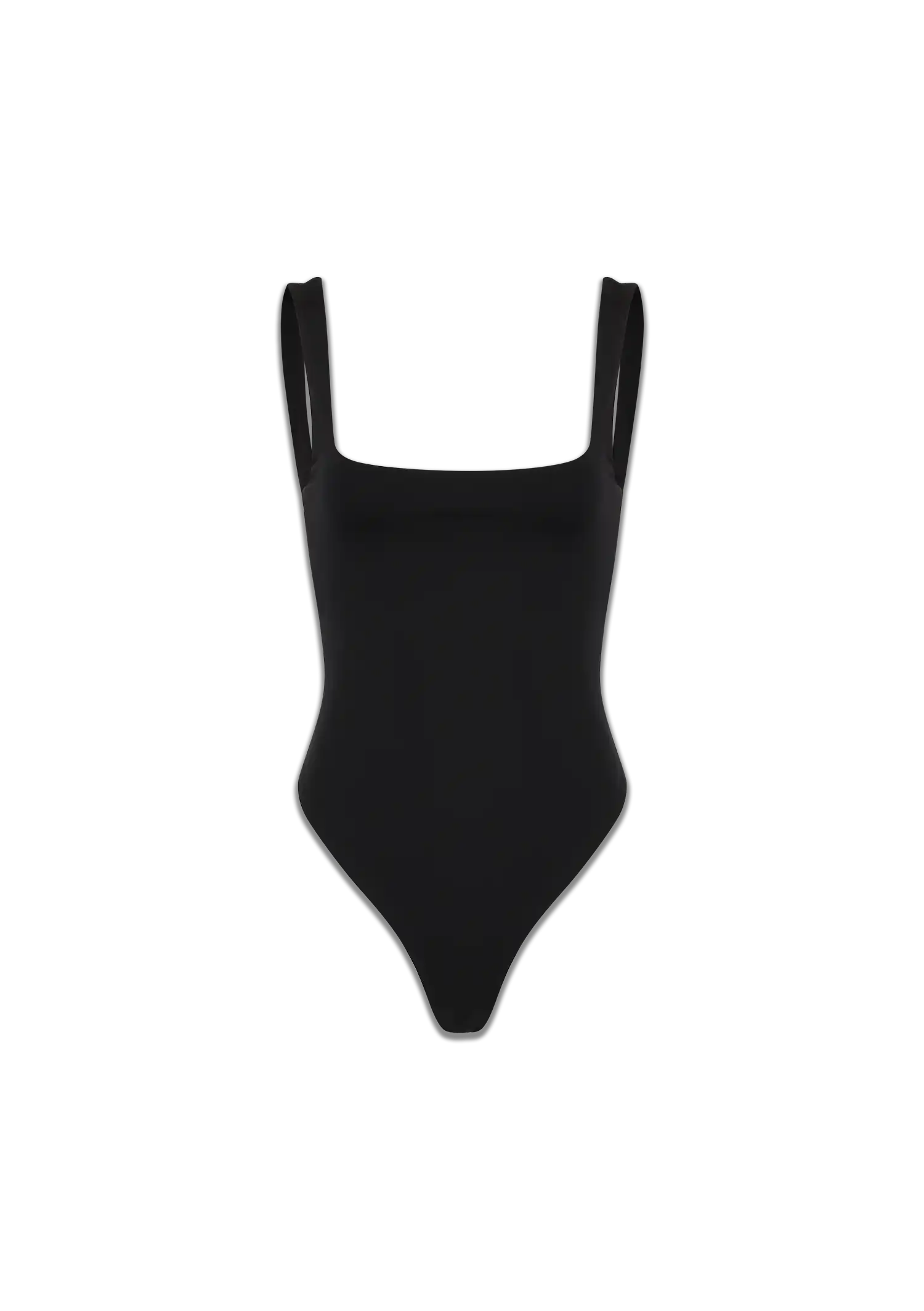 SQUARE NECK BODYSUIT - NYLON SPANDEX SOOT