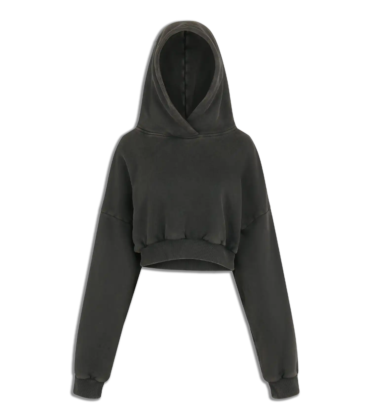 CROPPED HEAVY HOOD WASHED BLACK