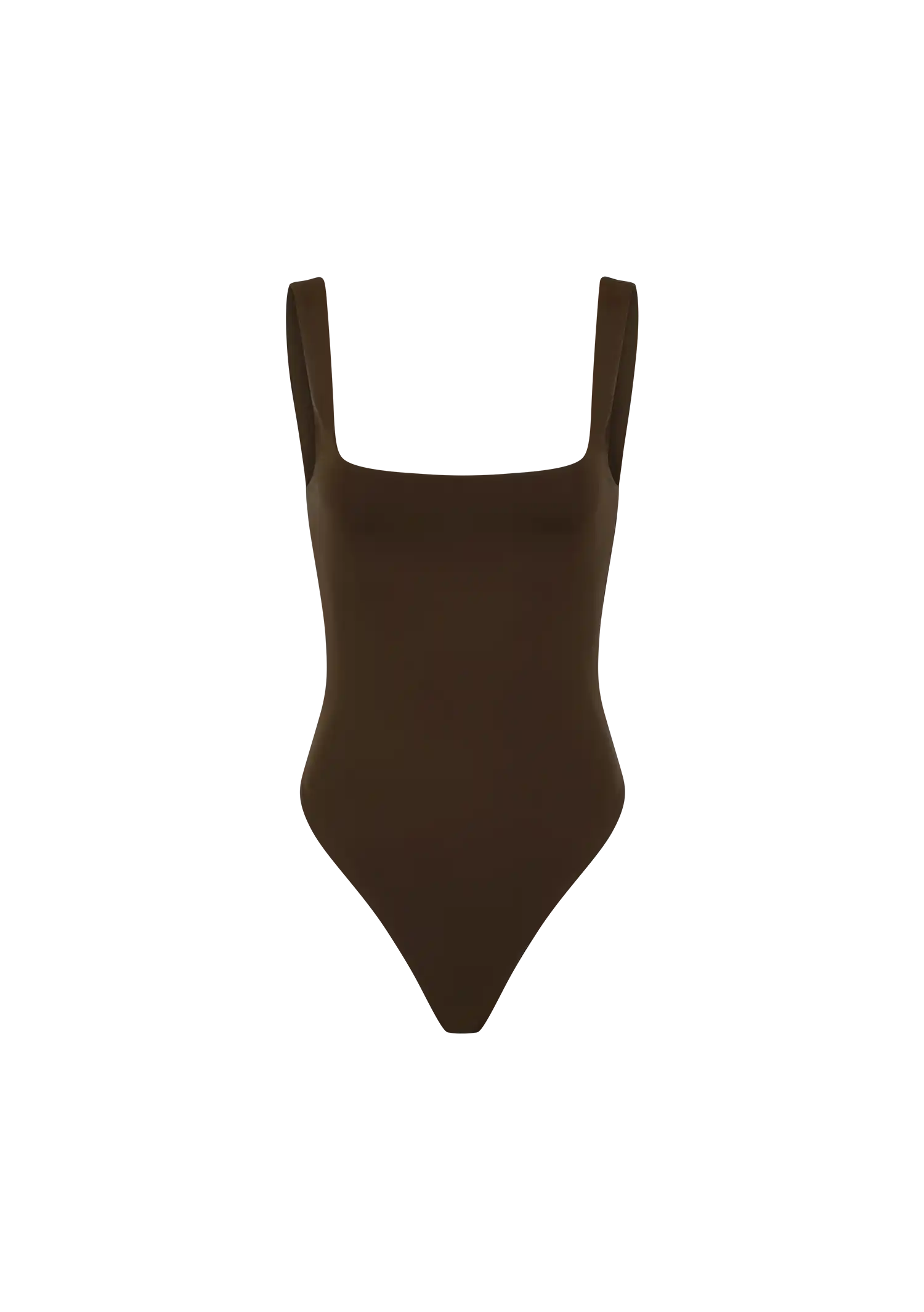 SQUARE NECK BODYSUIT - NYLON SPANDEX BRUNETTE