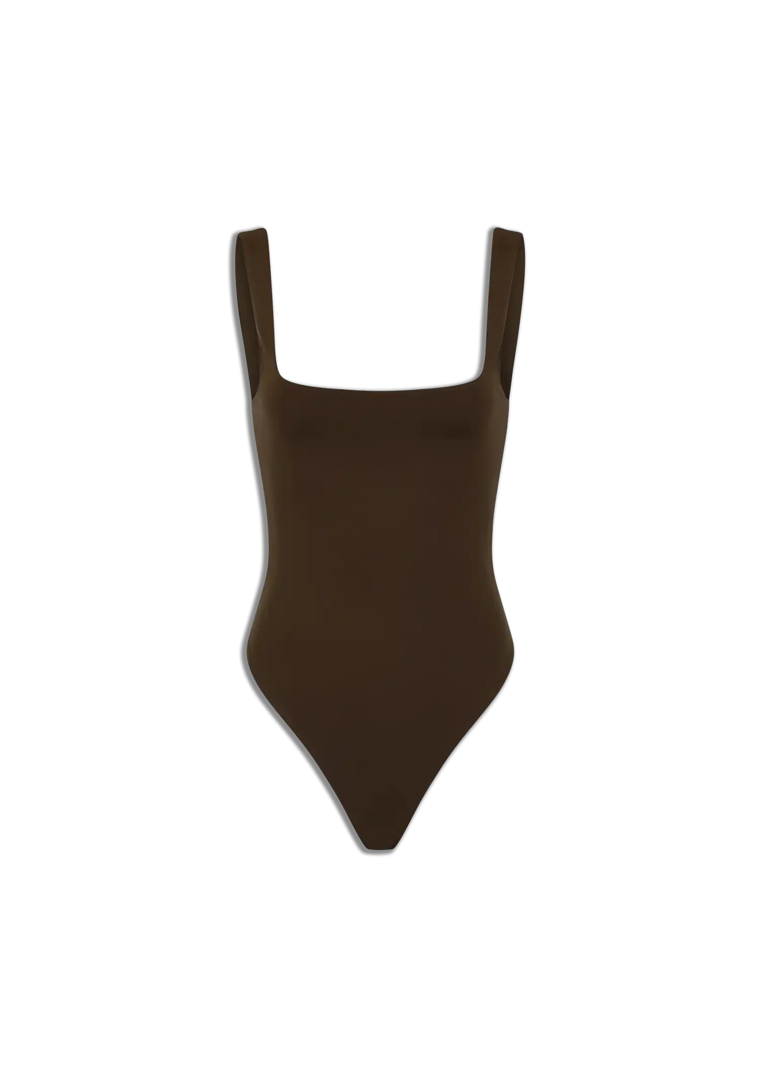 SQUARE NECK BODYSUIT - NYLON SPANDEX BRUNETTE