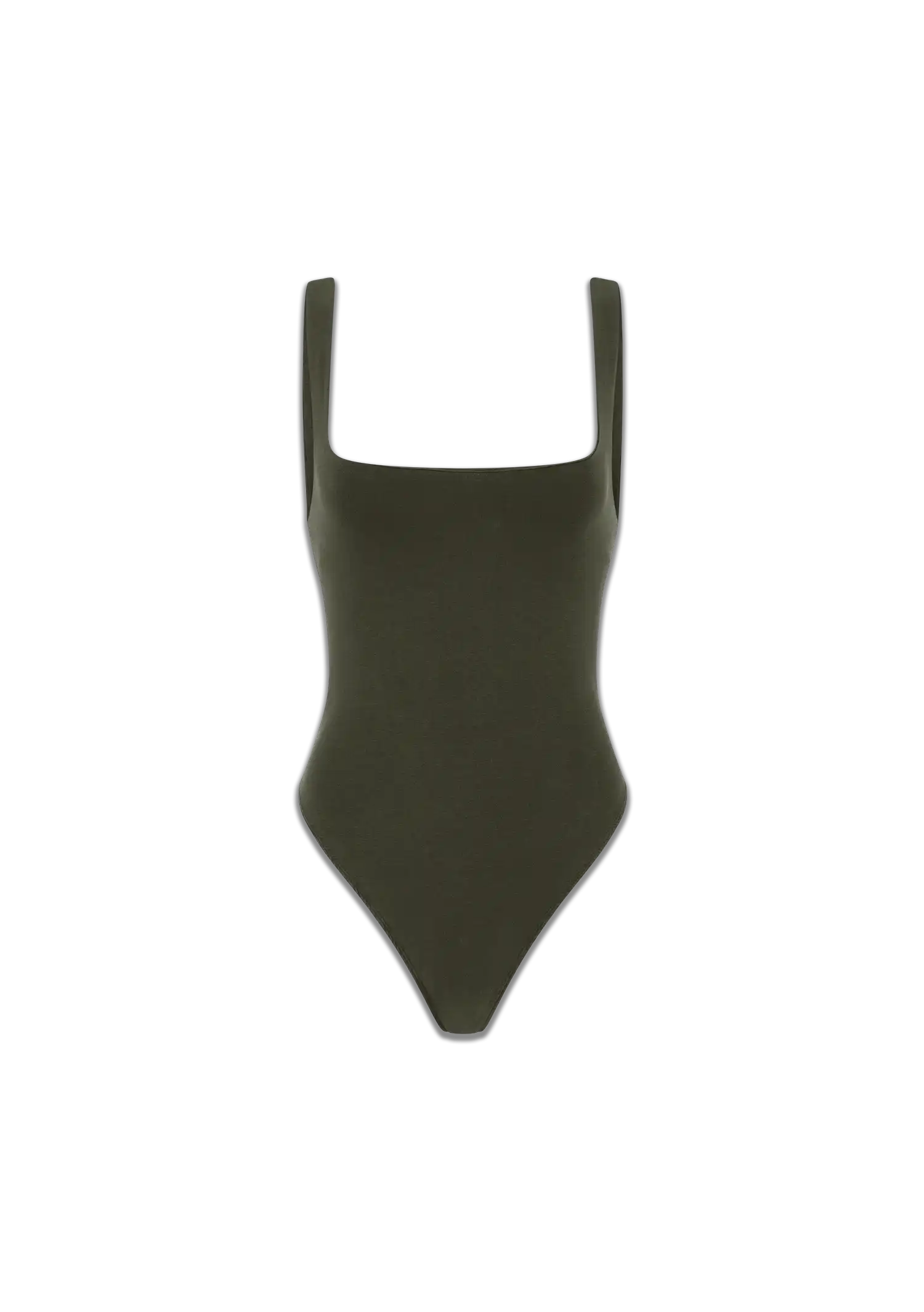 SQUARE NECK BODYSUIT - COTTON SPANDEX MILITARY