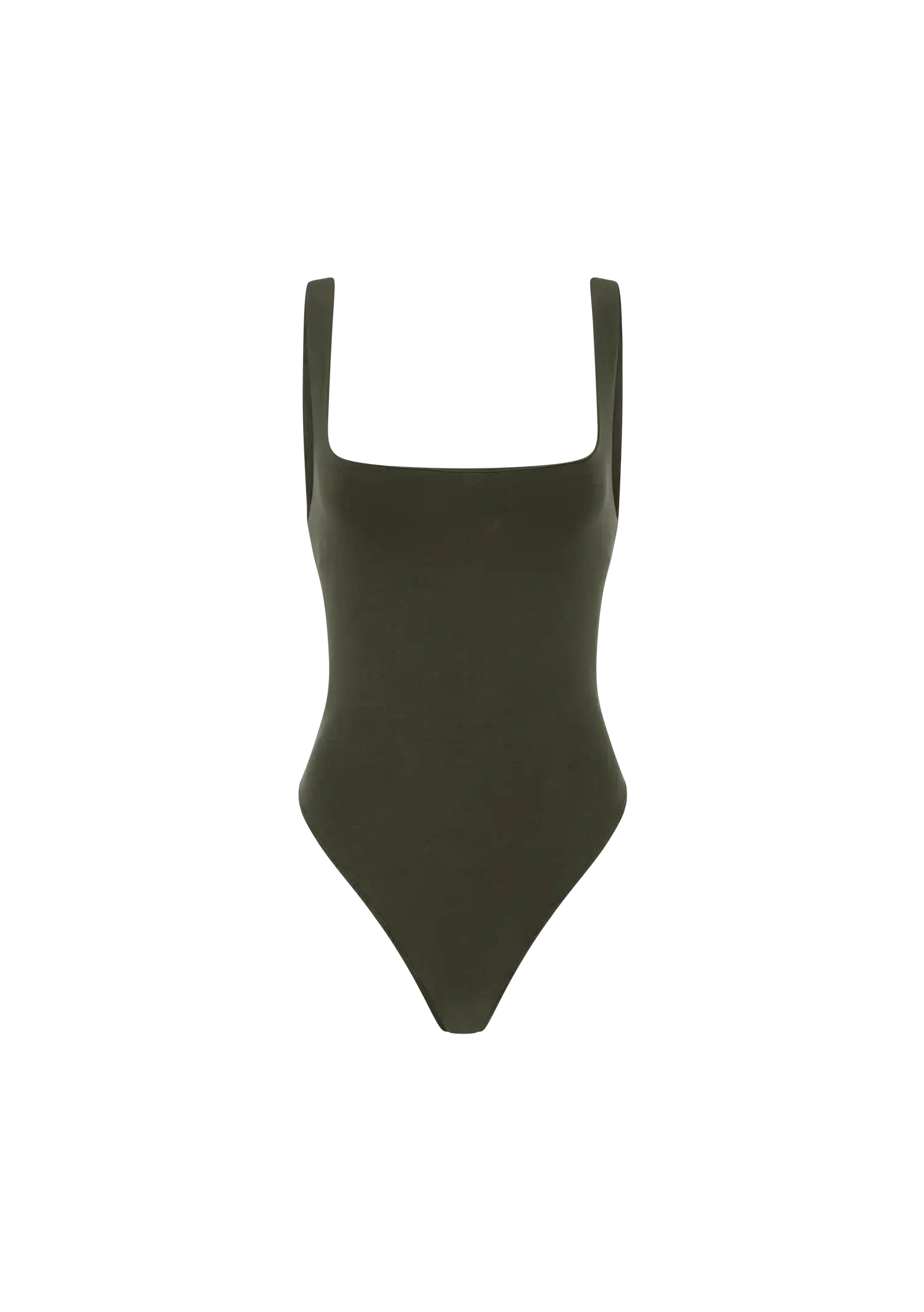 SQUARE NECK BODYSUIT - COTTON SPANDEX MILITARY