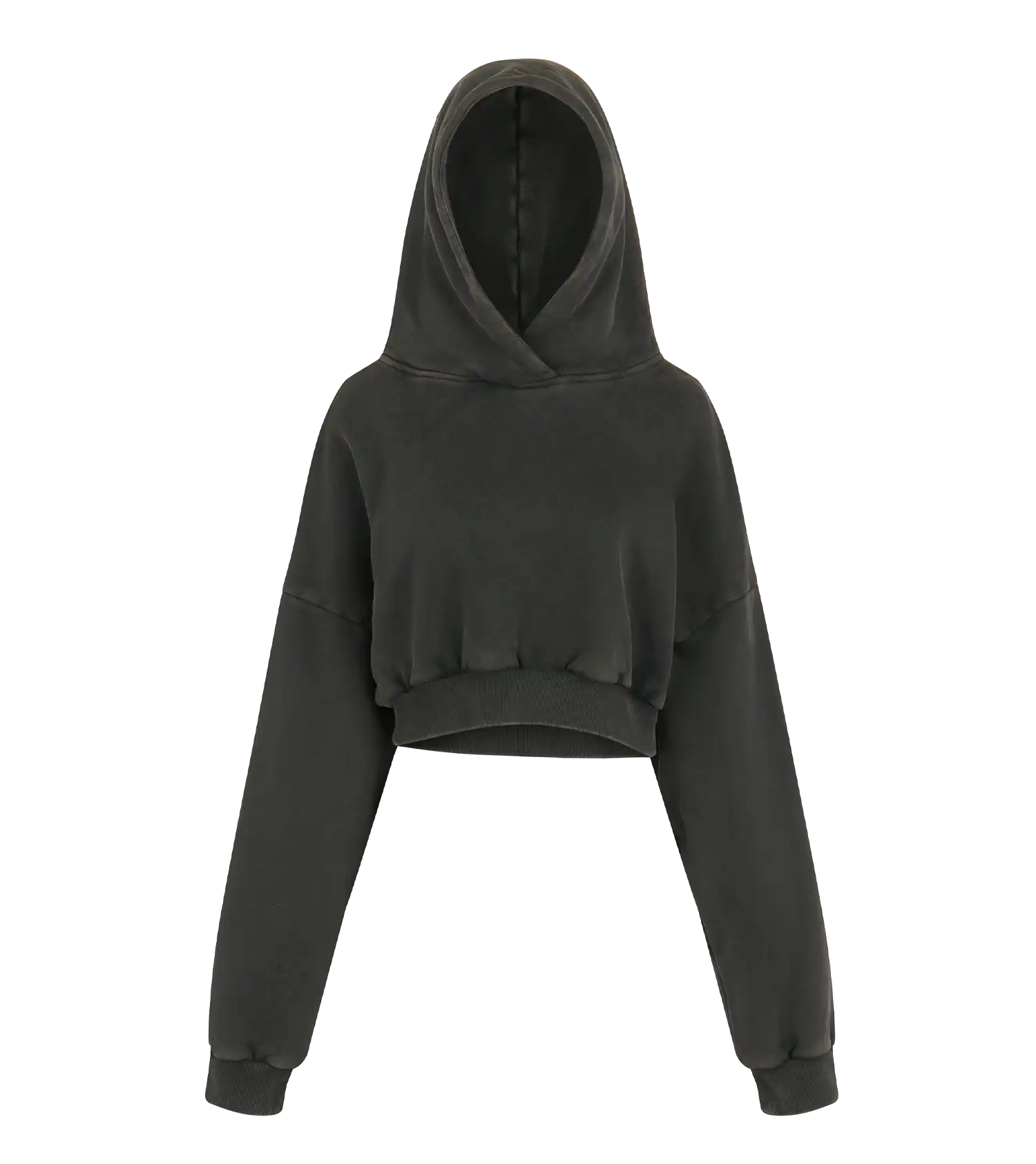 CROPPED HEAVY HOOD WASHED BLACK