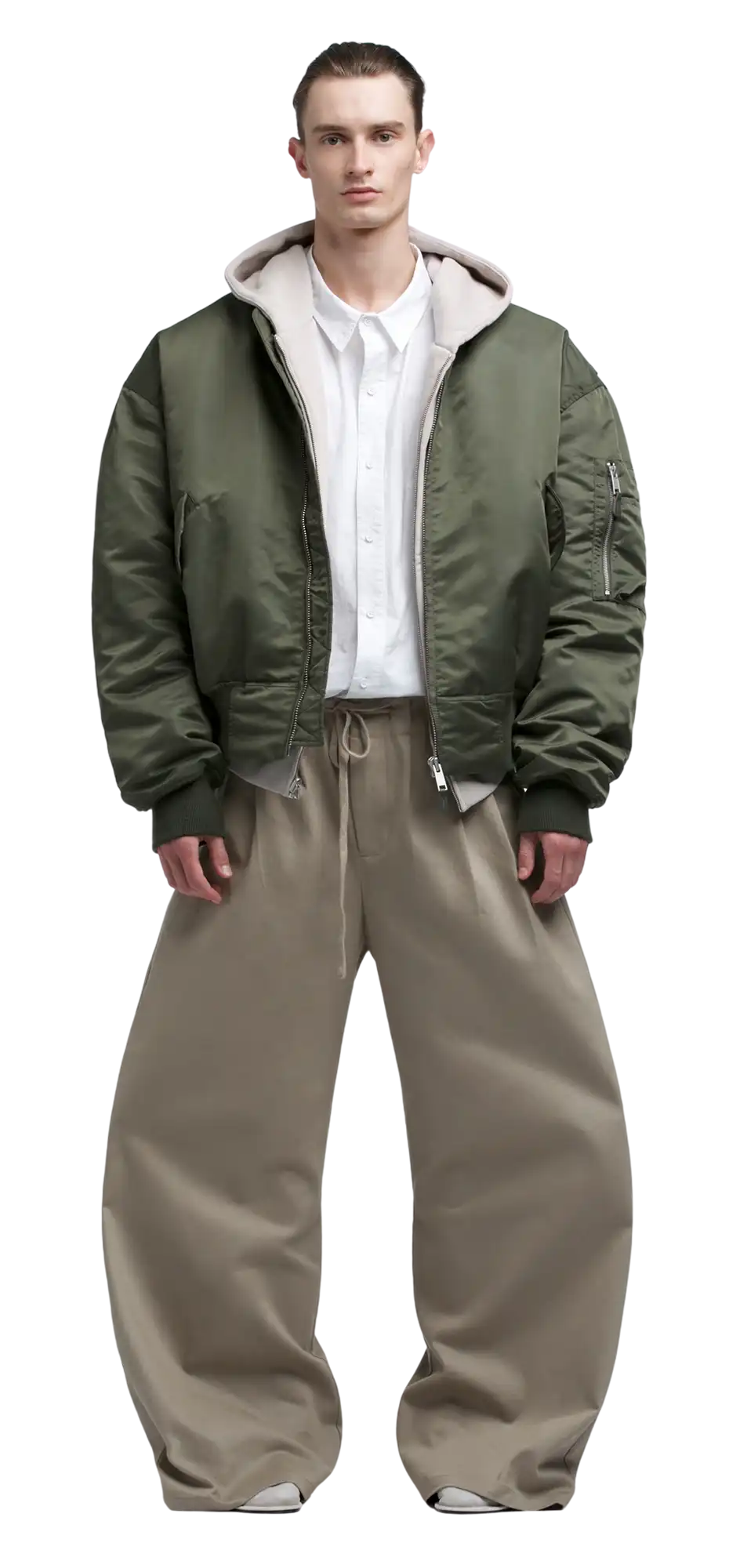 Khaki A-2 Bomber Jacket by Entire Studios on Sale