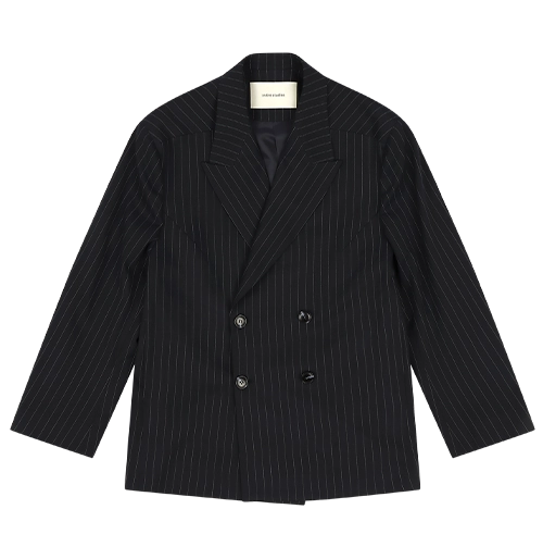 DOUBLE BREASTED BLAZER NAVY PINSTRIPE