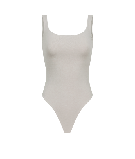 SQUARE NECK BODYSUIT COTTON SPANDEX SILVER CLOUD