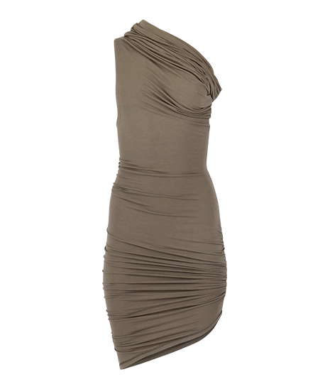 MINI PILLAR DRESS TARNISHED BROWN