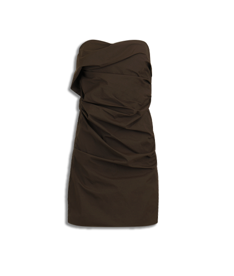 MINI CRIMPED DRESS COCOA