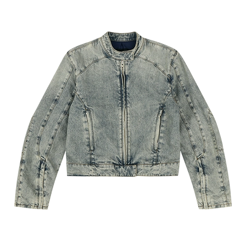 MOTO DENIM JACKET SURFACE WAVE