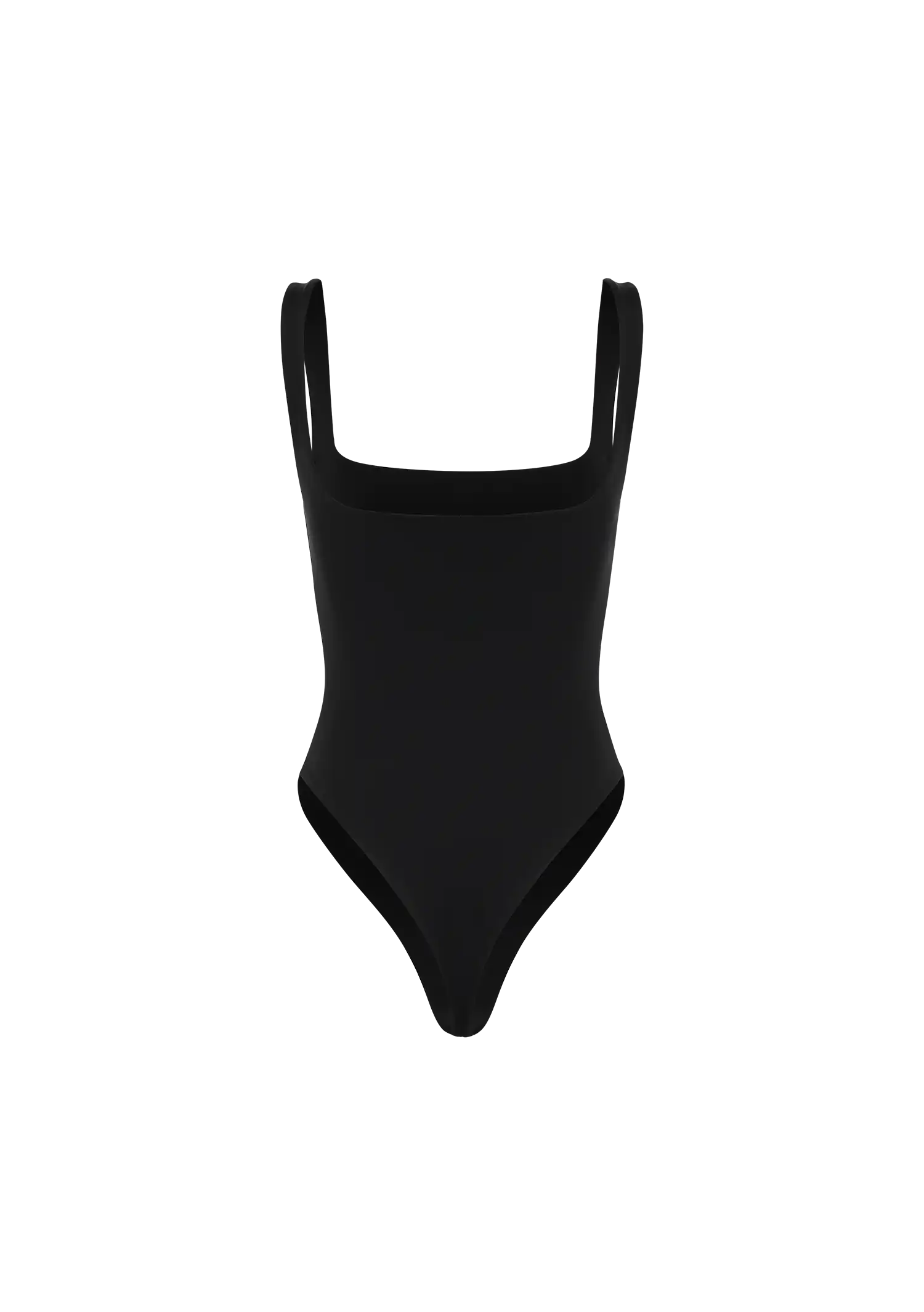 SQUARE NECK BODYSUIT - NYLON SPANDEX SOOT
