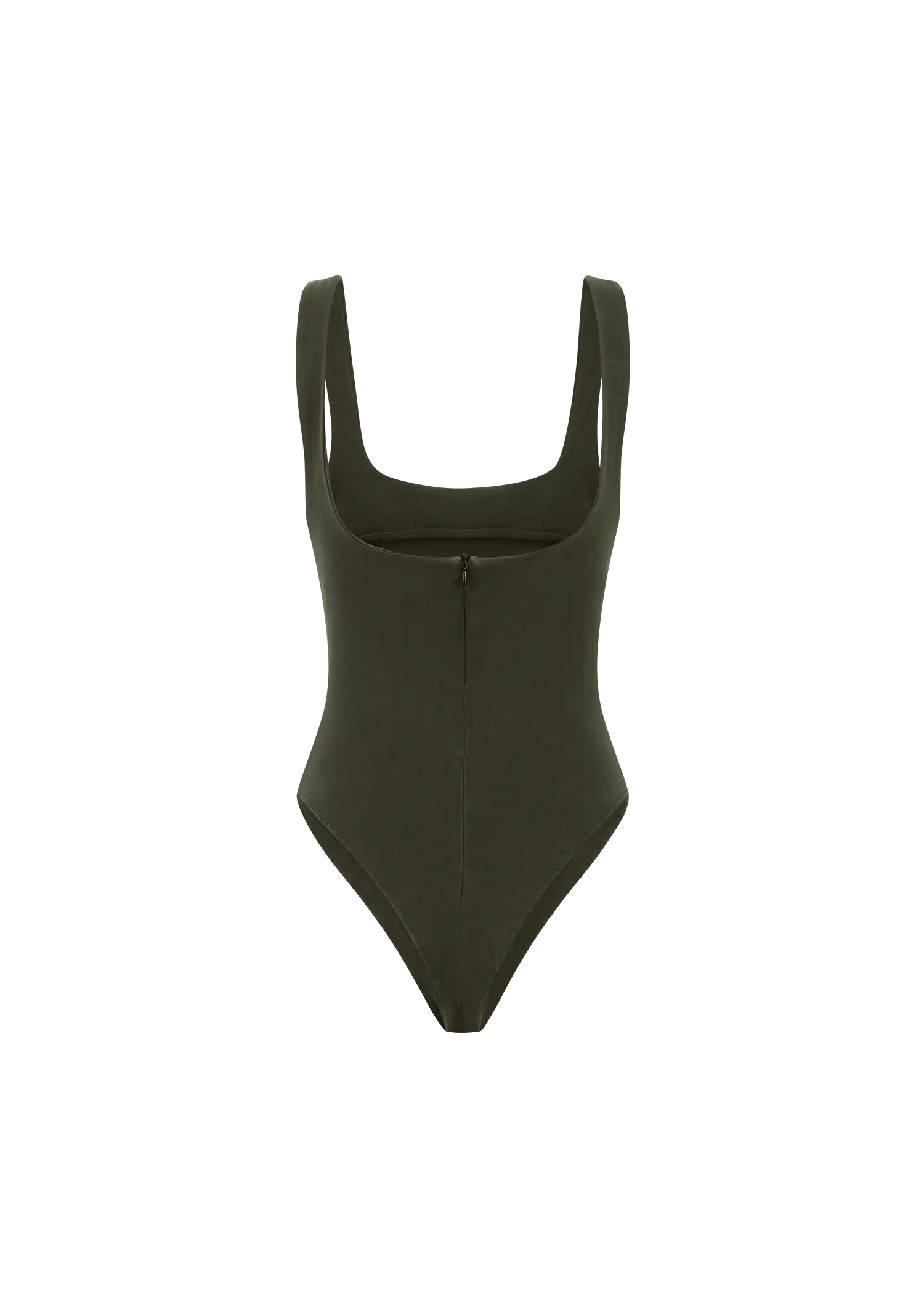 SQUARE NECK BODYSUIT - COTTON SPANDEX MILITARY