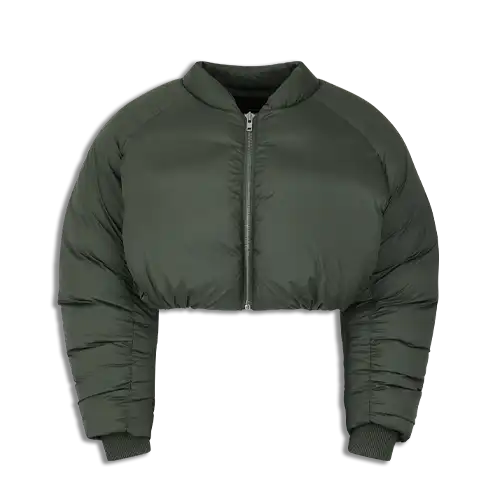 CROPPED PILLOW BOMBER MOSS