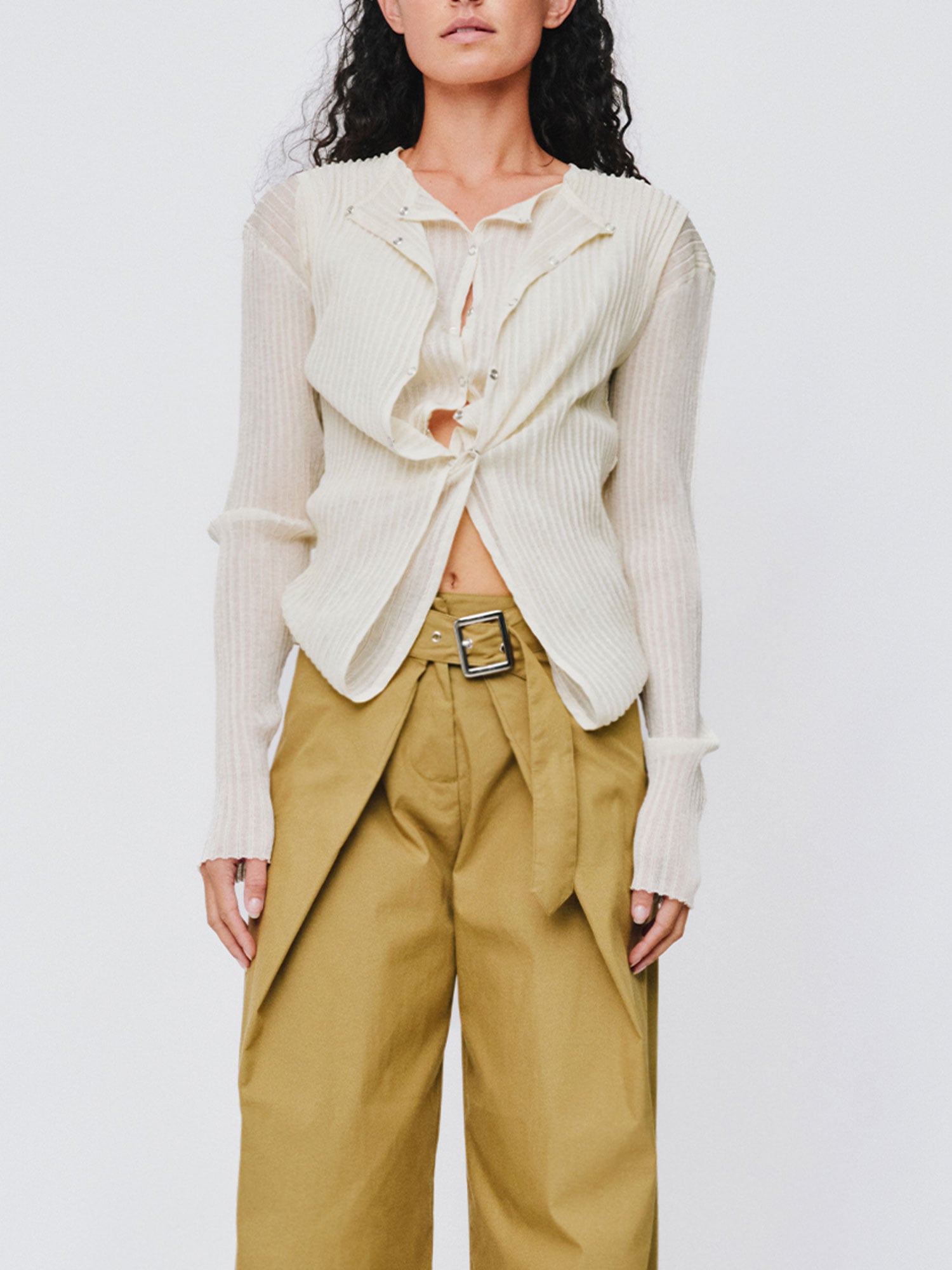 DOUBLE UP RIB CARDIGAN | IVORY