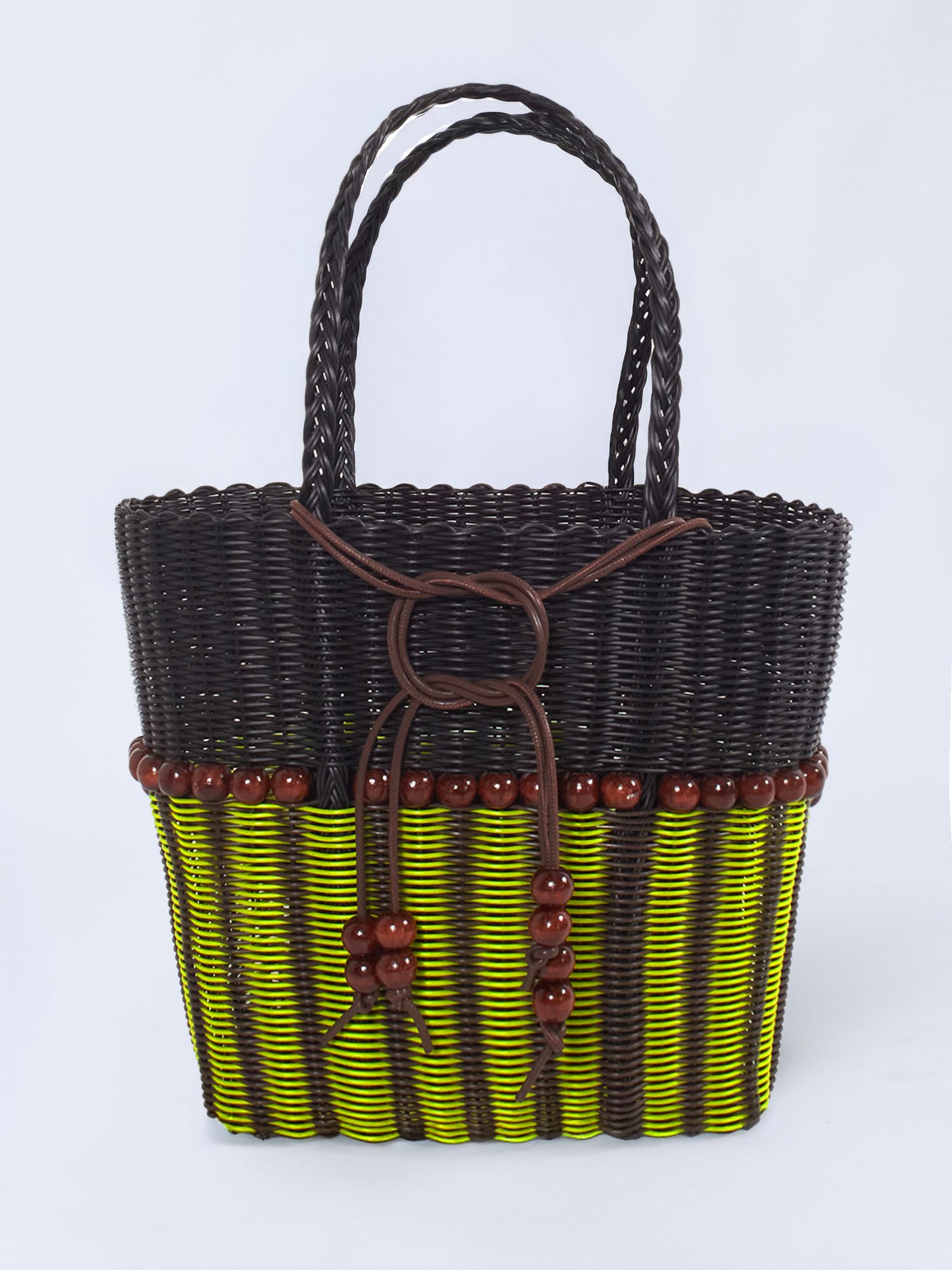 WOVEN BEADED BAG I BLACK/GREEN