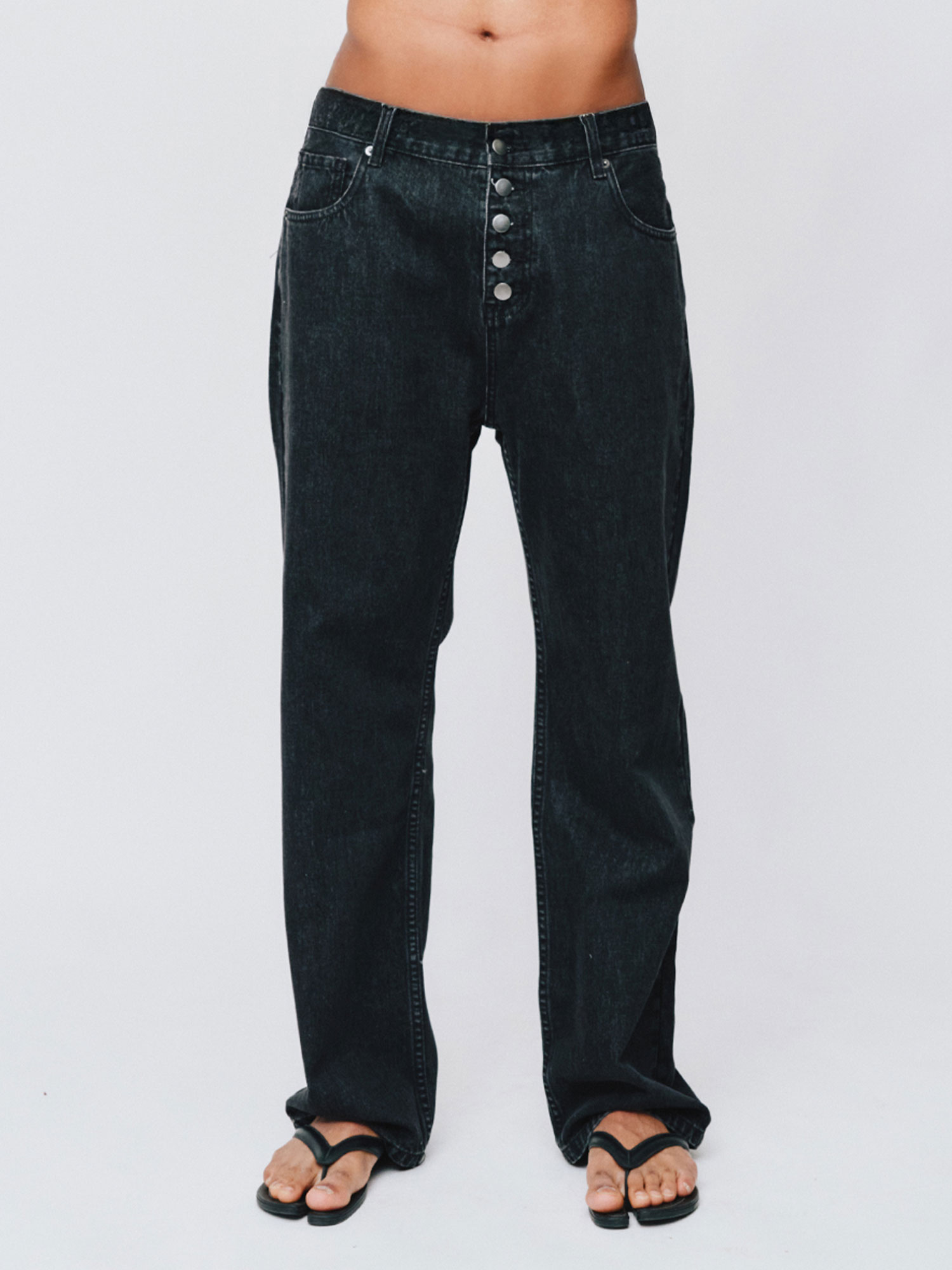MENS BUTTON FLY CLASSIC JEANS | BLACK WASH