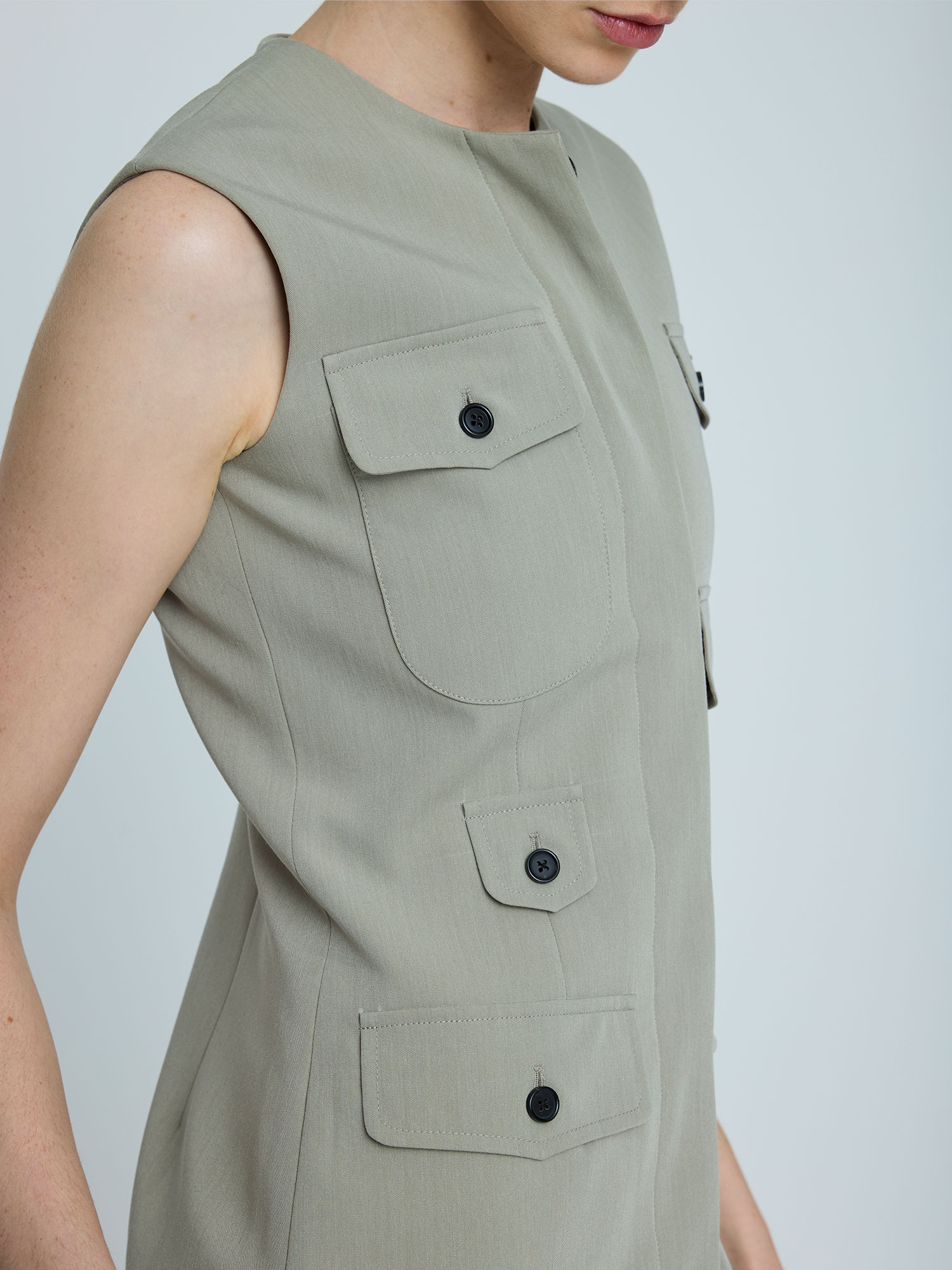 UTILITY VEST MINI DRESS | MUSHROOM