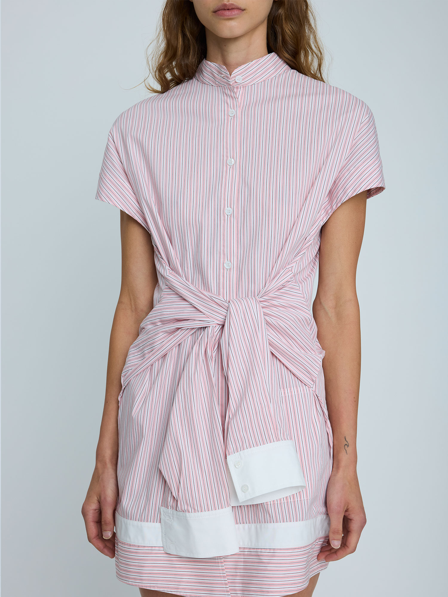 UPSIDE DOWN SHIRT DRESS | PINK STRIPE