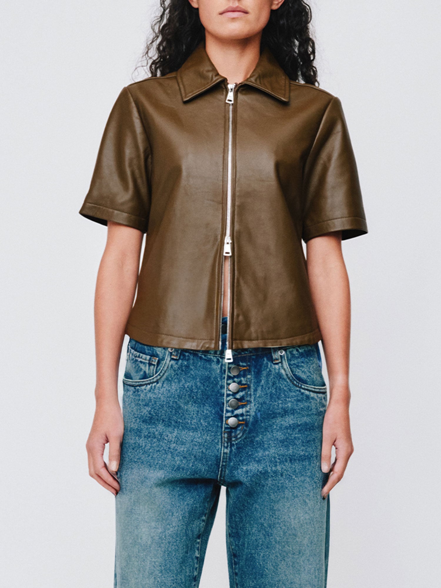 LEATHER ANDIE TOP |  DARK BROWN