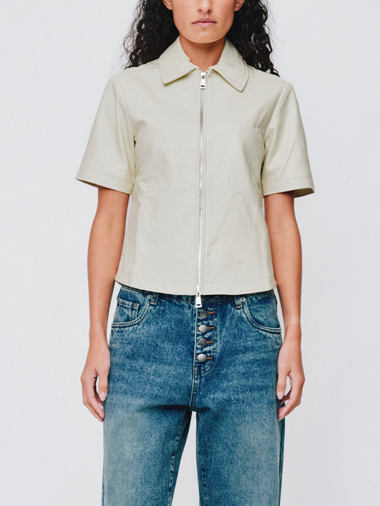 LEATHER ANDIE TOP | CREAM