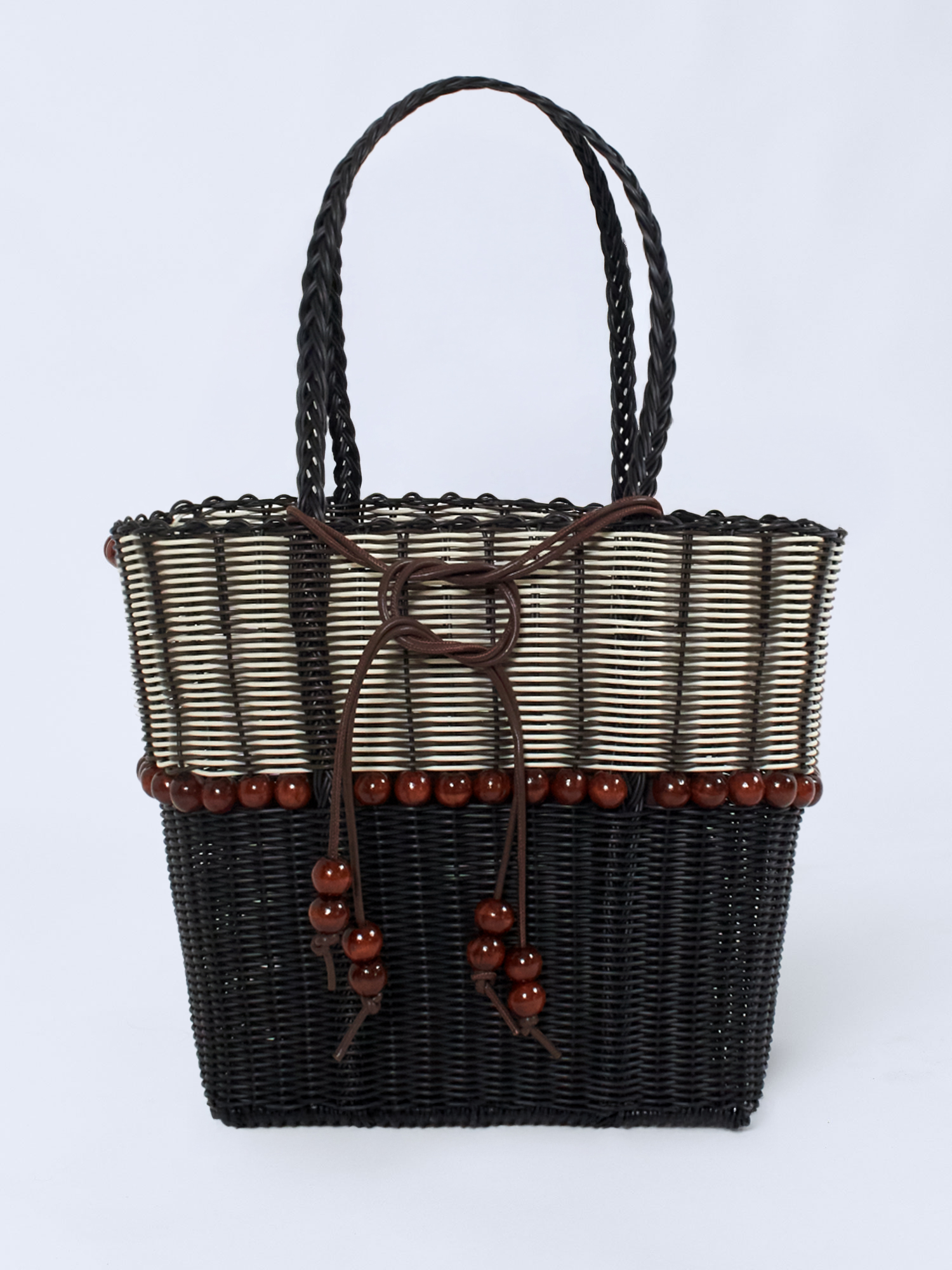 WOVEN BEADED BAG | BLACK/WHITE